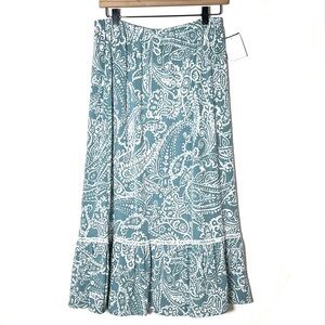 NWT Emi & Joe blue and white Paisley midi skirt size large L B192